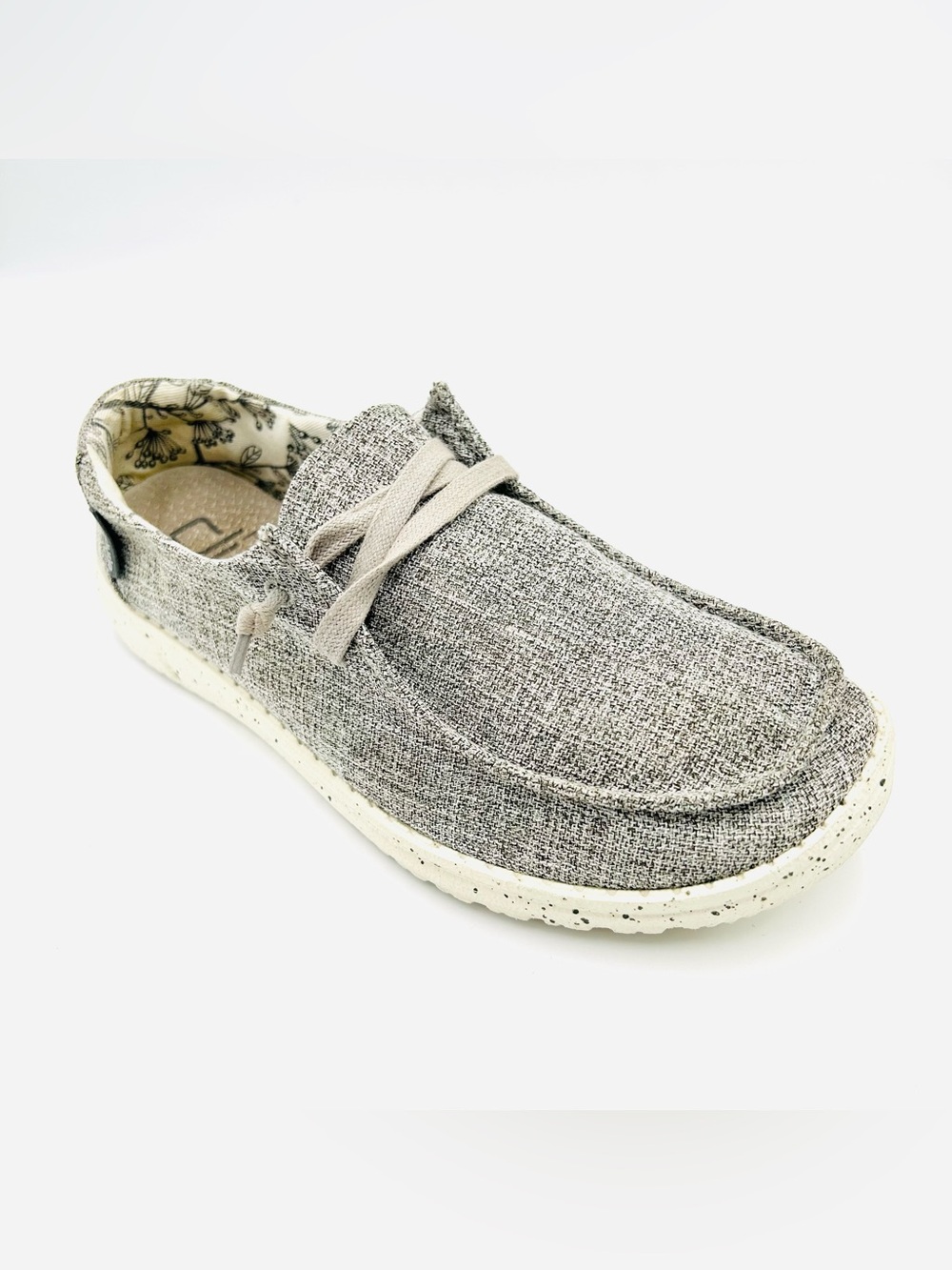 Hey Dude Wendy L Linen Loafers Women size 7 Iron Gray Slip On Comfort Shoes